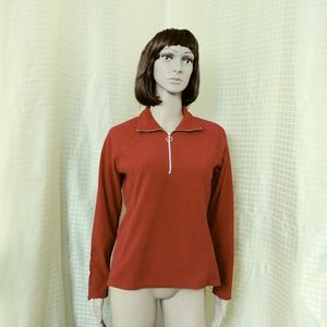 ATHLETA Flees Jacket Red Neck Zip Beaded Sleev